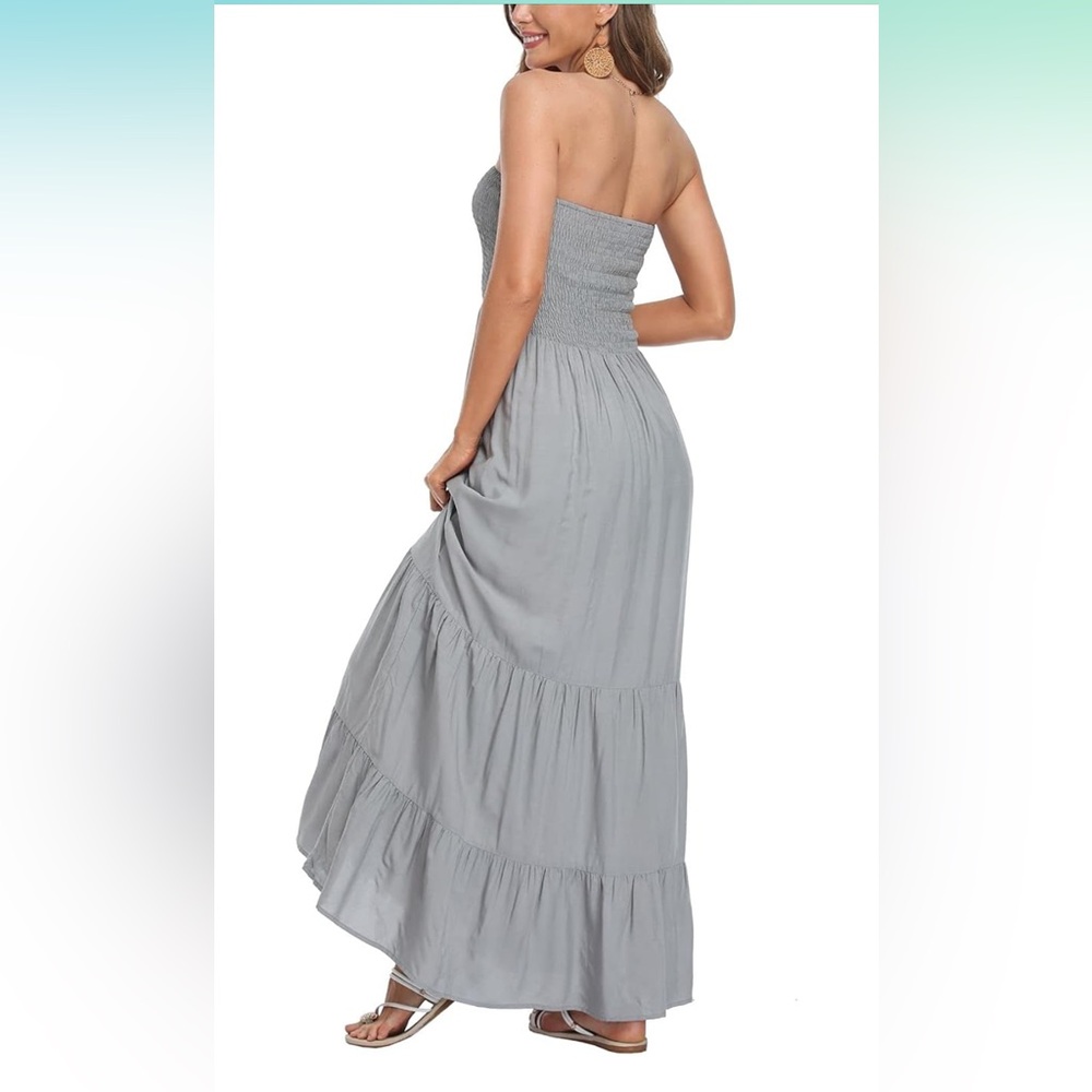 Vintage Gray Strapless Maxi Dress-
EUC women size medium/lg - Picture 2 of 4